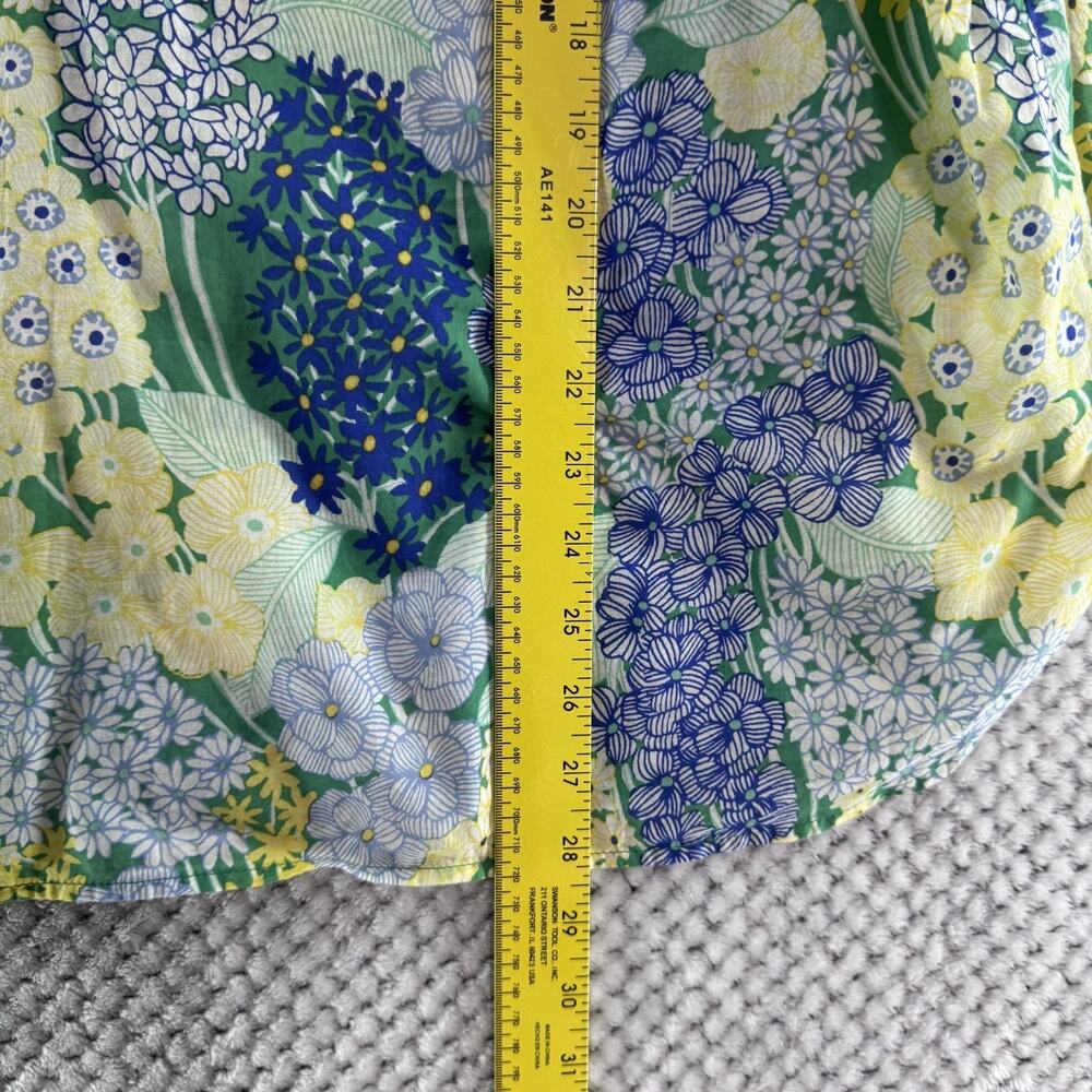 Talbots Top Womens Plus 3X Blue Spring Floral Popover Round Neck Long Sleeve - Picture 9 of 12